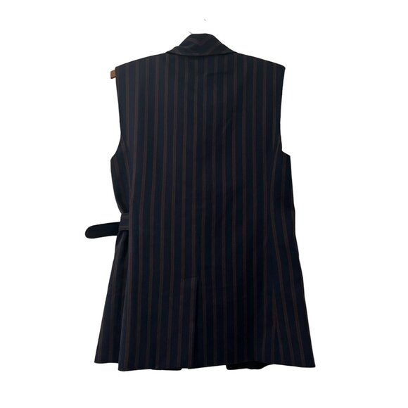 Anthropologie Navy Red Striped Side Buckle Vest Womens Size Small - Picture 6 of 8